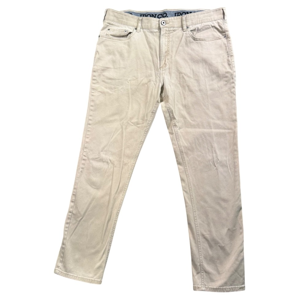 Iron Co Pants Mens 36x32 (37x30) Khaki Tan Stretch Twill Casual Trouser Gorpcore